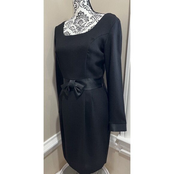 VTG Laura Ashley Black Dress Bow Front Satin Trim Audrey Hepburn 50s’ Sz 6 - Picture 7 of 14